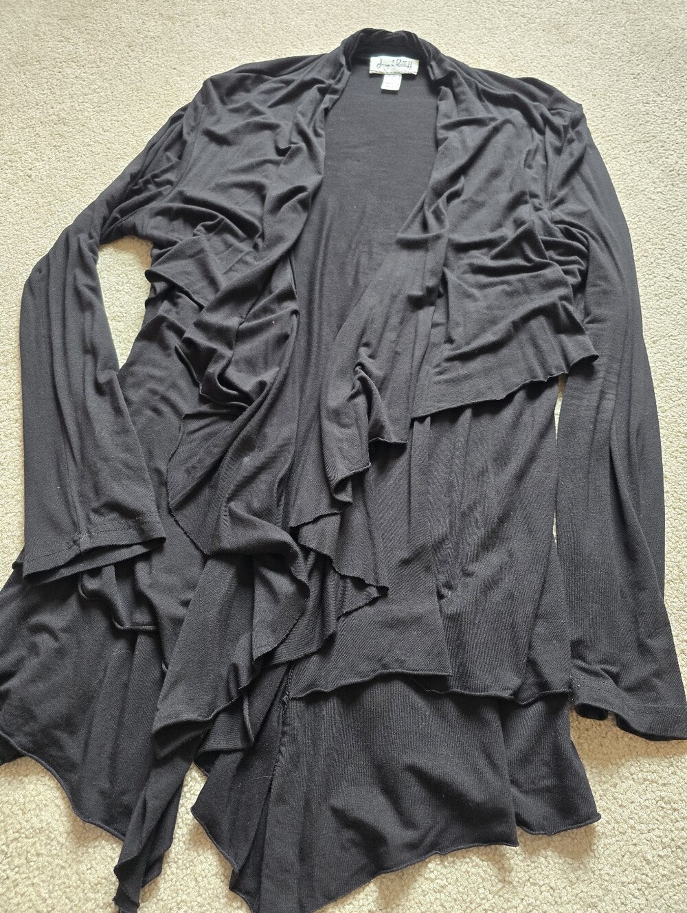 Joseph Ribkoff Black Waterfall Ruffle Cardigan Size 18